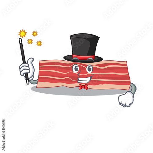 A gorgeous smart Magician of bacon cartoon design style