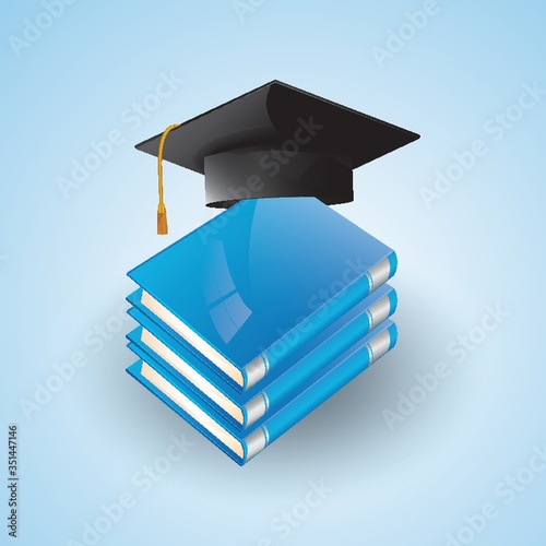 mortarboard and books