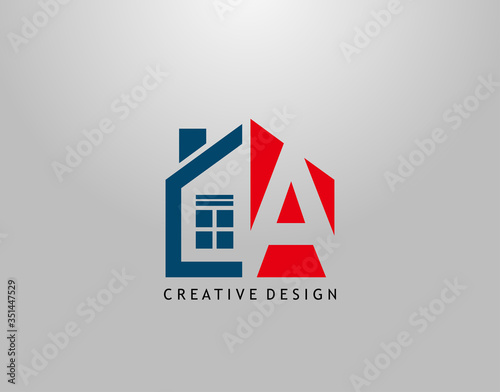 A Letter Logo. Negative Space of Initial A With Minimalist House Shape Icon.