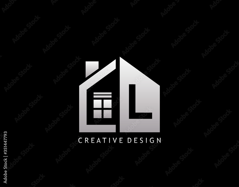 L Letter Logo. Negative Space of Initial L With Minimalist House Shape Icon. L Letter Logo. Negative Space of Initial L With Minimalist House Shape Icon.