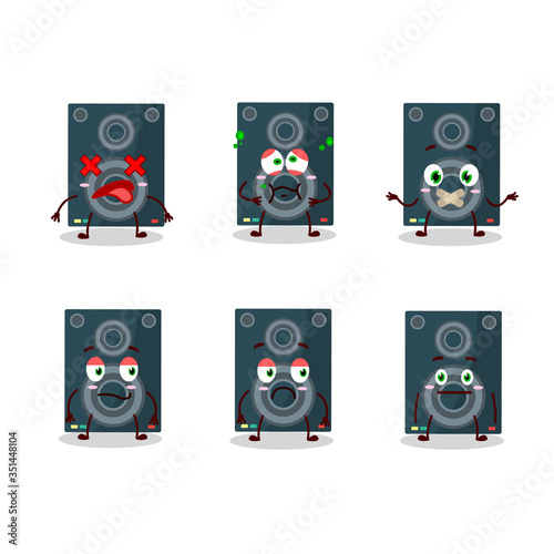 Loudspeaker cartoon in character with nope expression