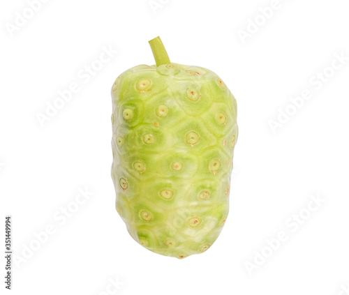 Isolated Morinda citrifolia or indian mulberry, noni fruit on white background. photo