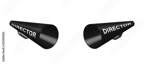 directorial speaker, loudspeaker. Filming a movie. Vector in realistic design