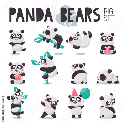 Fototapeta Naklejka Na Ścianę i Meble -  Big animal vector illustration collection of Panda bears characters