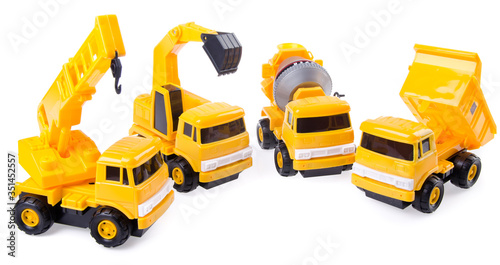 Obraz na plátně Toy Vehicles Over White Background