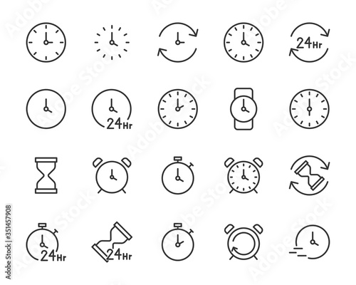 set of time icons, clock, 24 hr