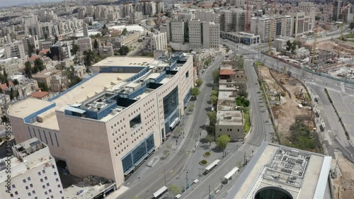 Jerusalem Central Bus station Empty on coronavirus Lockdown-aerial
Drone view over empty streets due to government restrictions.- April-15-2020- 
drone 
 photo