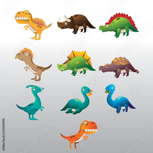 Fototapeta Naklejka Na Ścianę i Meble -  set of dinosaur icons