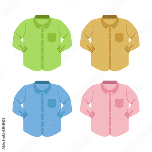 plain shirt clothes isolated on white background, clothes pattern plain collection flat simple, clip art of clothing collection long sleeve shirt, plain color long sleeve shirt in front view