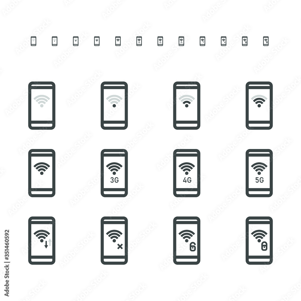 Grey Wifi On Mobile Screen Icon Vector Illustrator Connect Disconnect grey-wifi-on-mobile-screen-icon-vector-illustrator-connect-disconnect
