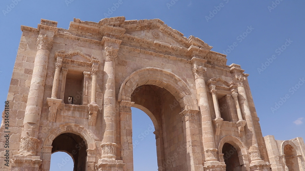 Roman gate at the ancient city of Jerash.