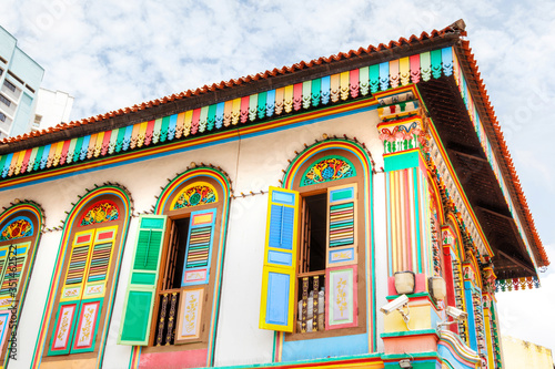 Photography Colorful house in Little India, Singapore