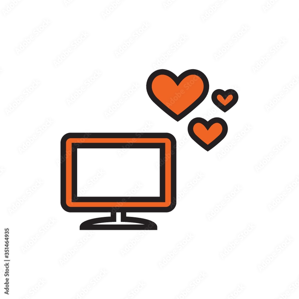 Led monitor icon with heart Led monitor icon with heart