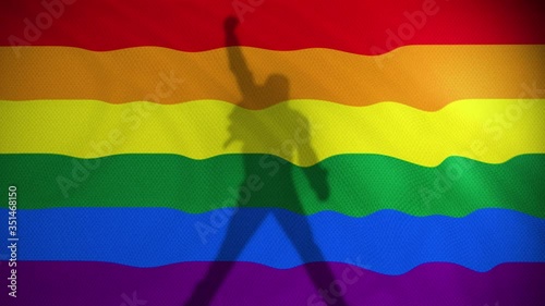 flag  LGBT GLBT A Rainbow waves with a shadow that reminds us to Freddie Mercury / Symbol of transgender rights love equality and freedom - gay pride supporters Concept Gender Lesbian Gays Rights Love