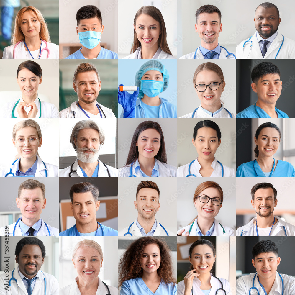 Collage of photos with different doctors and nurses Collage of photos with different doctors and nurses