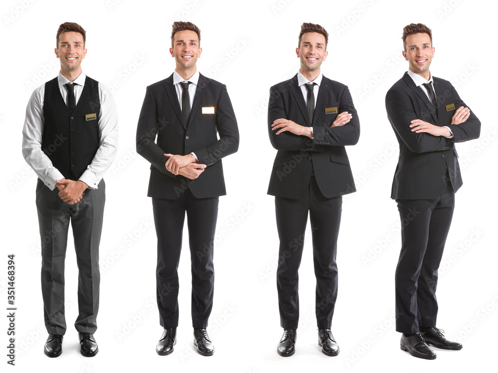 Portrait of hotel receptionist on white background Portrait of hotel receptionist on white background