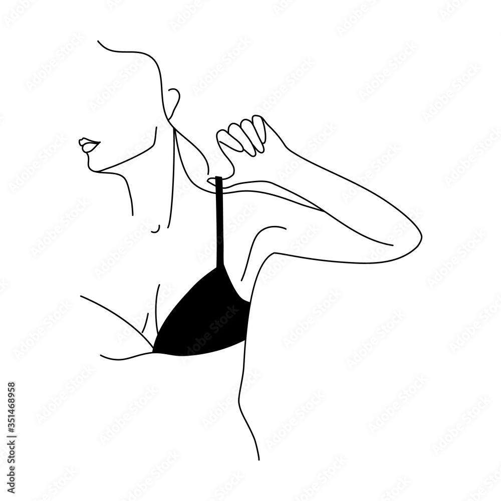 Vecteur Stock Abstract minimalistic female figure in underwear. Vector  fashion illustration of the female body in a linear style. | Adobe Stock