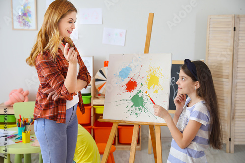 Drawing teacher giving clas...