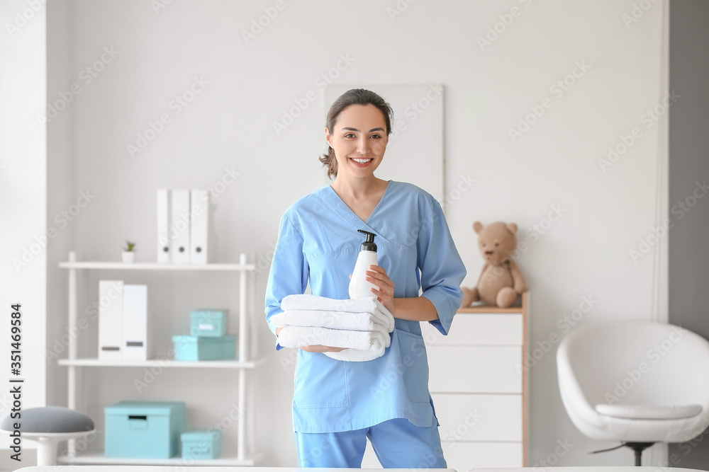 Portrait of massage therapist in medical center Portrait of massage therapist in medical center
