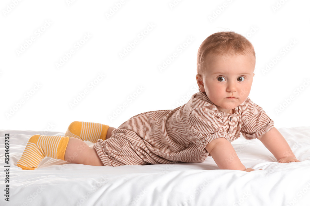 Cute little baby on white background Cute little baby on white background