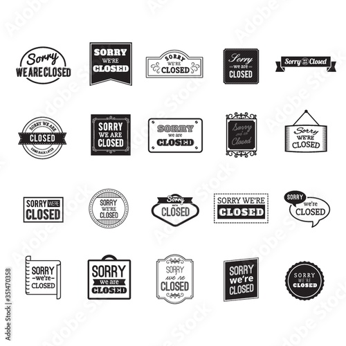 set of sorry we are close labels