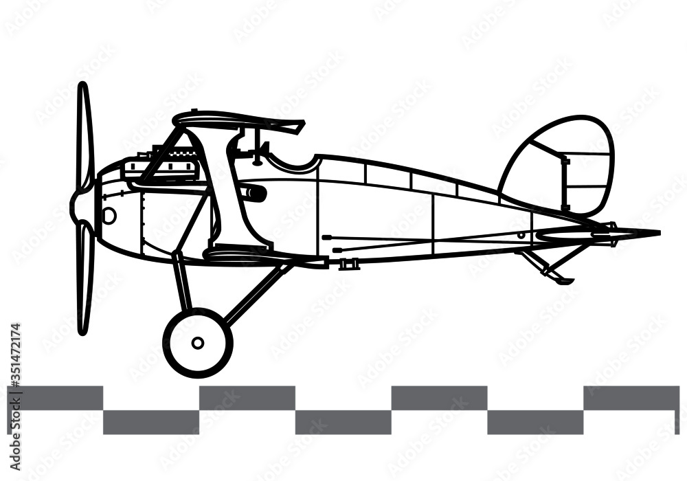 Albatros D.X. World War 1 combat aircraft. Side view. Image for illustration and infographics. Albatros D.X. World War 1 combat aircraft. Side view. Image for illustration and infographics.