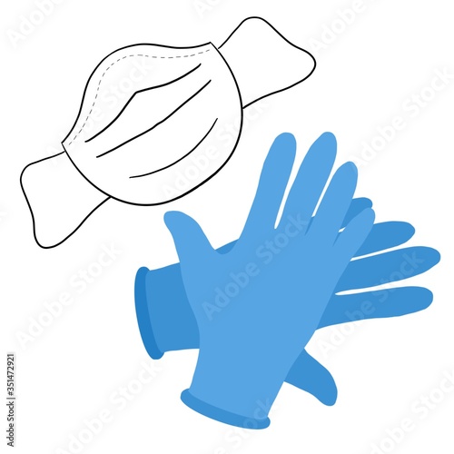 Face Mask and Medical Gloves