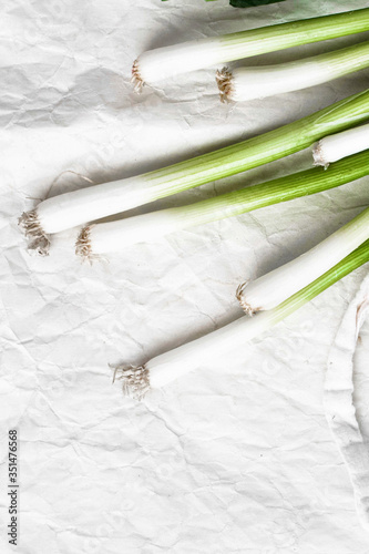 Natural fresh organic green scallions