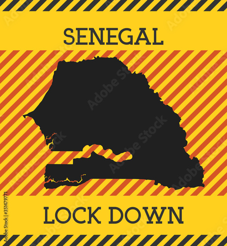Senegal Lock Down Sign. Yellow country pandemic danger icon. Vector illustration.
