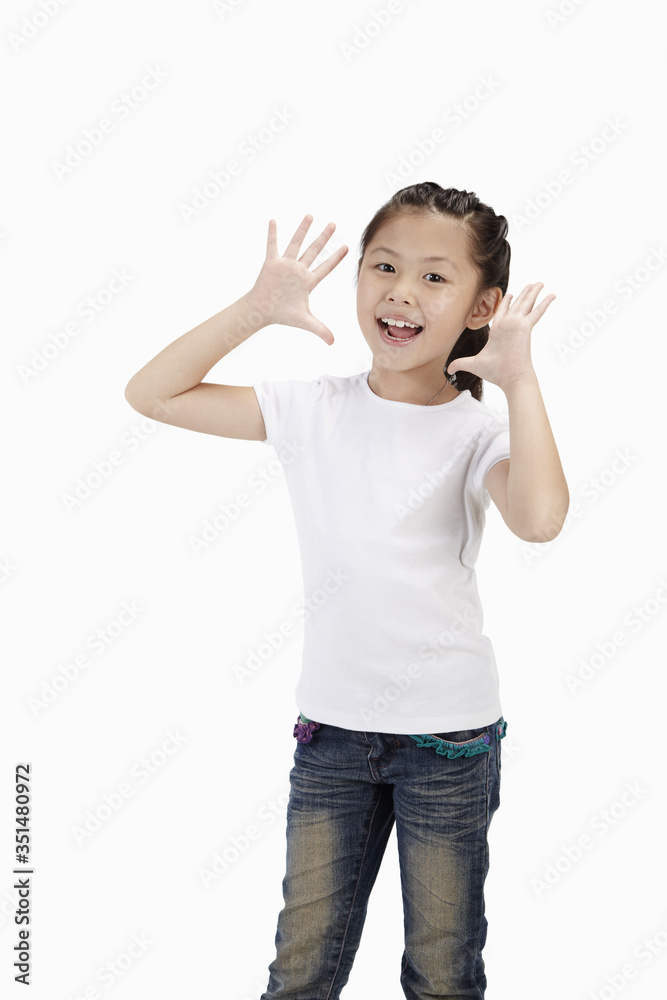 Surprised girl with hands opened Surprised girl with hands opened