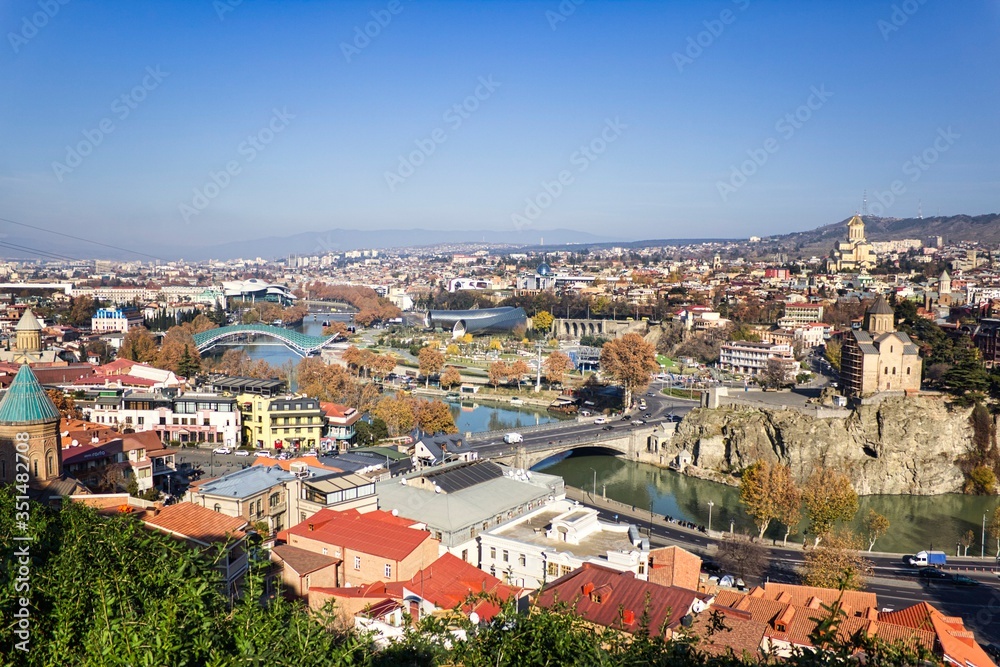 A bird's view of the city of Tbilisi, Georgia