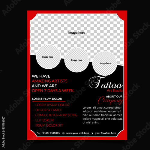 tattoo art studio flyer template design