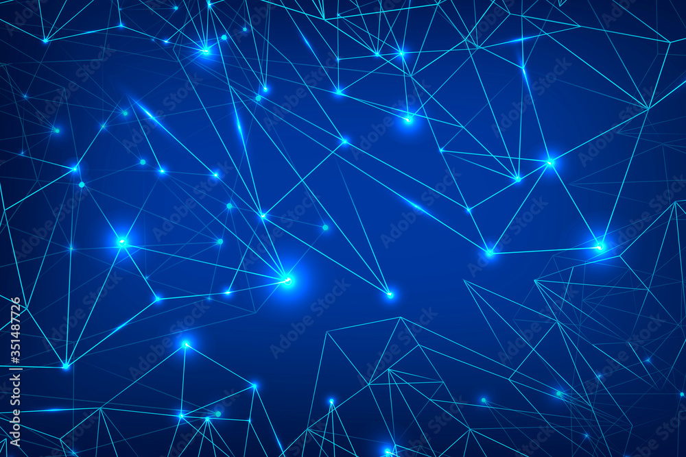 Fototapeta premium Connecting lines on a blue background illustration