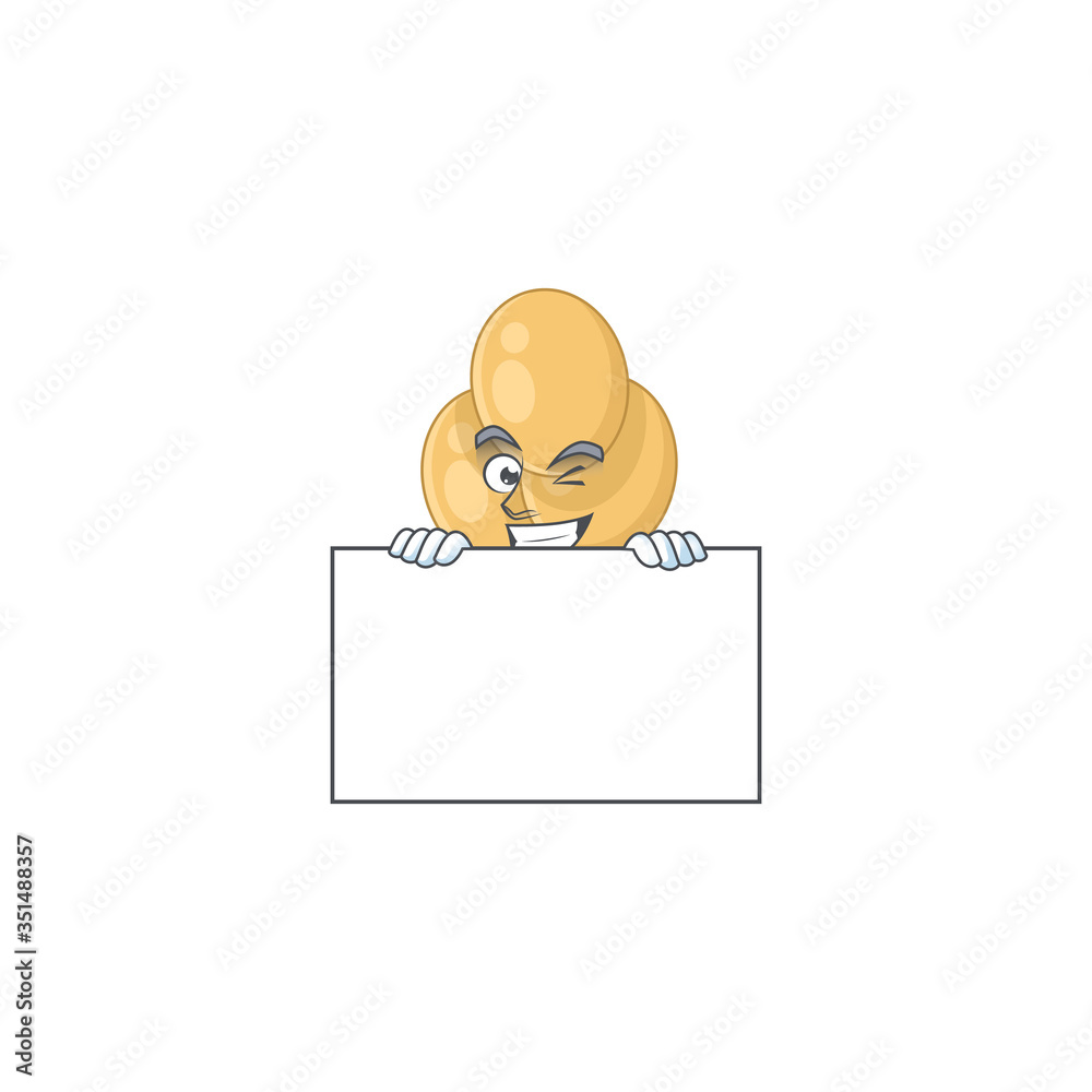 Obraz premium Mascot design style of bordetella pertussis standing behind a board