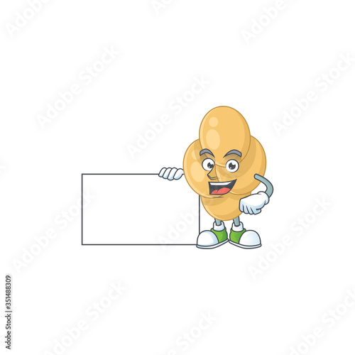 Bordetella pertussis cartoon drawing Thumbs up holding a white board