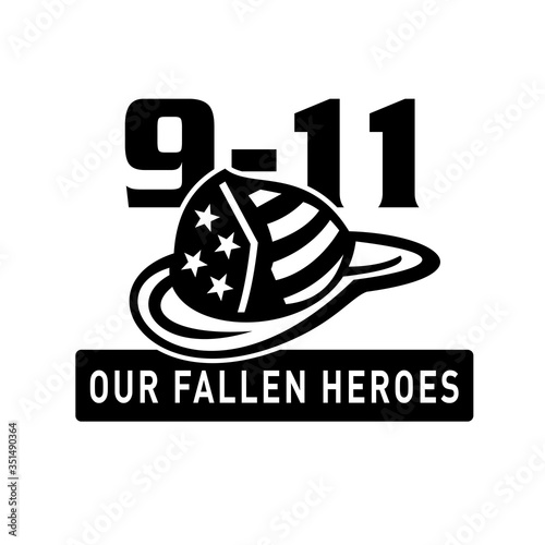 Fireman Hat 911 Fallen Heroes Black and White Retro