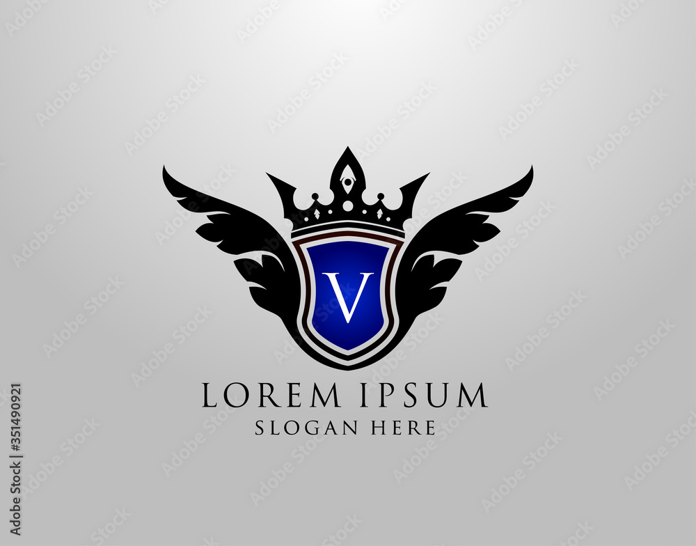V Letter Logo. Classy Wings V Shield Design for Royalty, Restaurant, Automotive, Letter Stamp, Boutique, Hotel, Heraldic, Jewelry, Wedding. V Letter Logo. Classy Wings V Shield Design for Royalty, Restaurant, Automotive, Letter Stamp, Boutique, Hotel, Heraldic, Jewelry, Wedding.