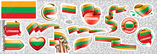 Vector set of the national flag of Lithuania in various creative designs