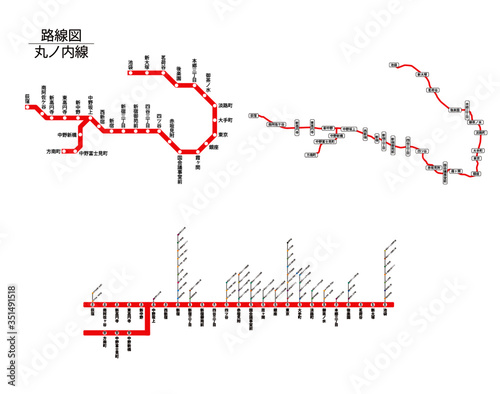 東京メトロ丸の内線路線図3点セット