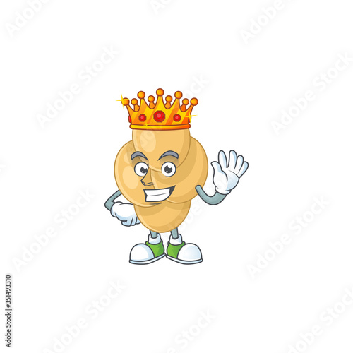 A charming King of bordetella pertussis cartoon character design with gold crown photo