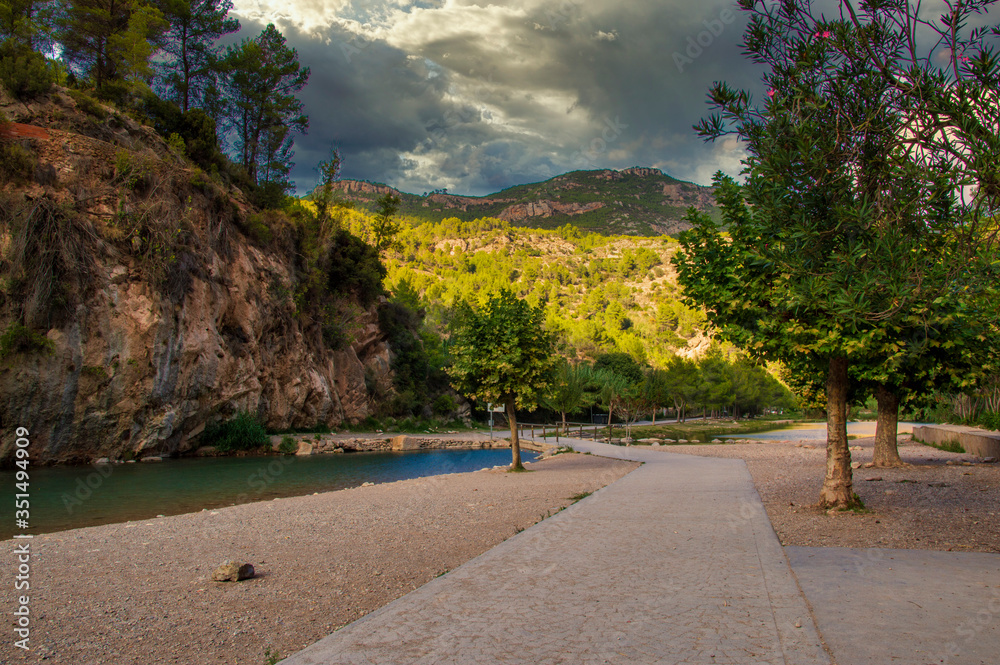 Path next to the natural pools of Montanejos Path next to the natural pools of Montanejos