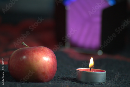 apple with candle