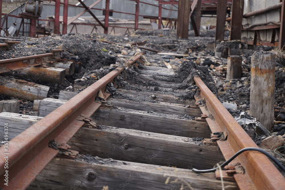 Metal remains of abandoned coal mining town on Spitsbergen. Metal remains of abandoned coal mining town on Spitsbergen.