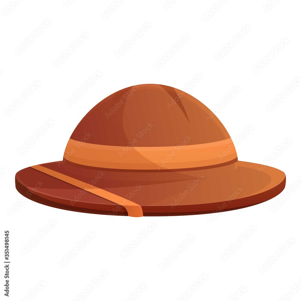 Safari textile hat icon. Cartoon of safari textile hat vector icon for web design isolated on white background Safari textile hat icon. Cartoon of safari textile hat vector icon for web design isolated on white background