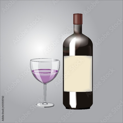 wine bottle with glass