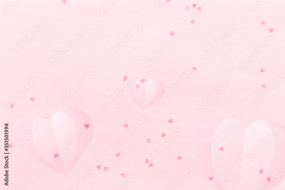 Heart confetti pattern on a flamingo pink background