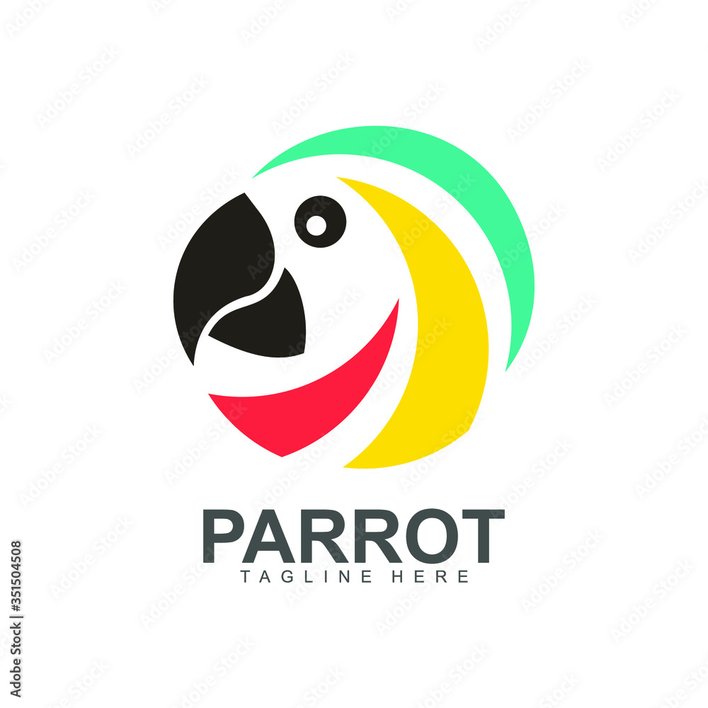 Obraz premium Colorful Parrot Macaw Bird Logo Symbol