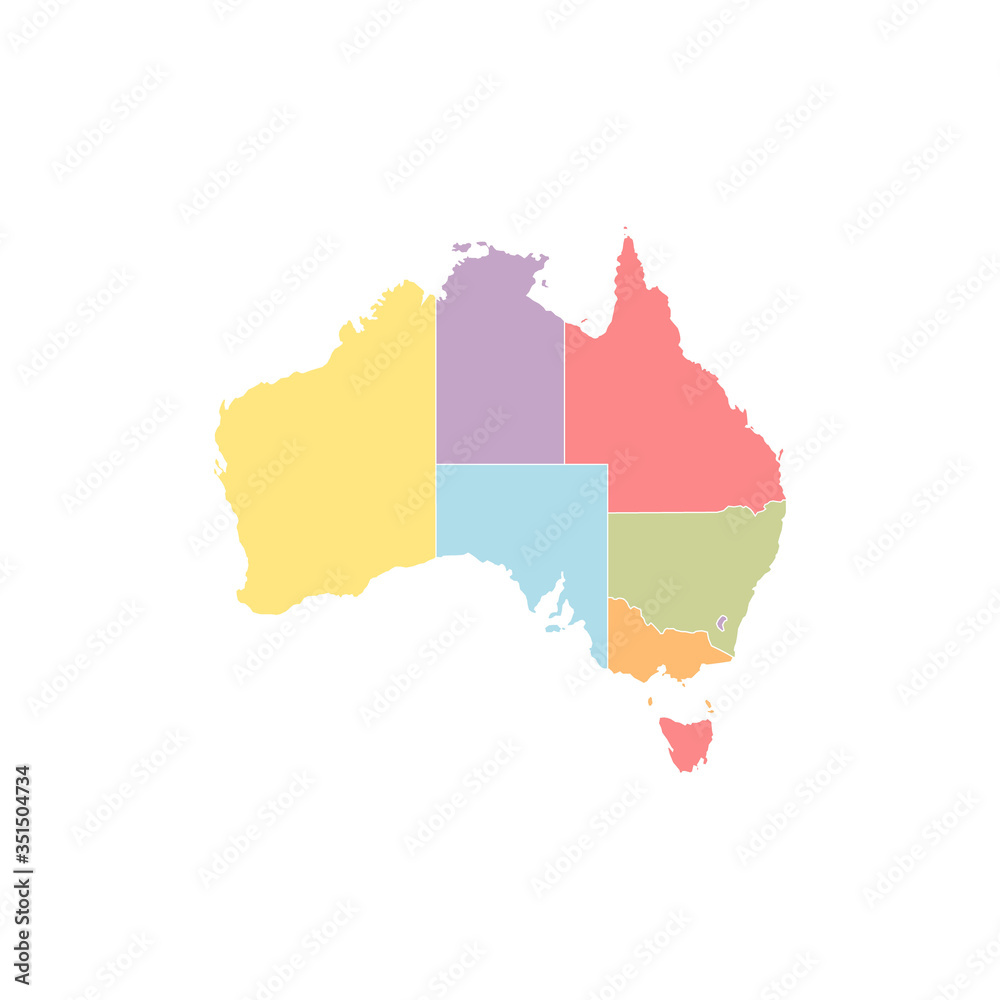 Australia map, new political detailed map, separate individual states ...