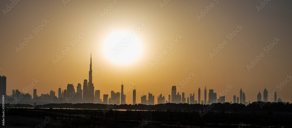 Silhouette of Dubai city