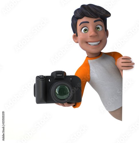 Photography Fun 3D cartoon Asian teenager .